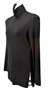 Victoria's Secret Y2K tunica nera girocollo orlo medio fibbie maglia Moda int. - Foto 1 di 12