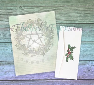 Yule Pentacle Writing Paper Stationery | 24 Sheets - Lined and Unlined - Picture 1 of 7