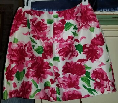 Falda Tibi Línea A Talla 6 Rosa Caliente Floral Seda ¡Excelente Estado! Foto 1 de 3