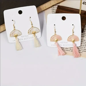 Vintage Style Fan Earrings Flower Tassel Cute Earring Set Accessories Gifts - Picture 1 of 4