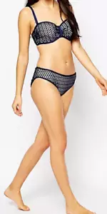 Bikini Panache Eadie blu navy bianco fascia con ferretto imbottito top e o slip - Foto 1 di 9