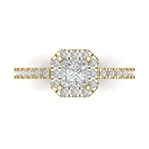 14K Gelbgold Zirkonia Halo Verlobungsring (0,89 cttw, Princess-Schliff) - Bild 1 von 11