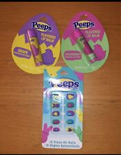 Peeps Marshmallow Cream Lip Balm (2) & Press on Nails -Easter Gifts NEW!