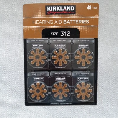 48ct Kirkland Signature Hearing Aid Batteries #312 Zinc Long Lasting NEW DEC2028 - Image 1 of 4