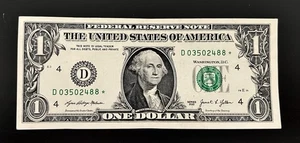 FANCY SERIAL NUMBER $1 DOLLAR BILL STAR NOTE / 500K RUN RARE ! / 2021 FT WORTH - Picture 1 of 2