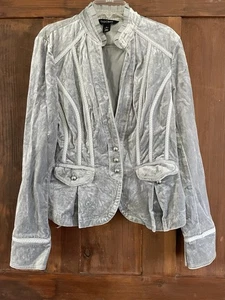 White House Black Market Silver Gray Velveteen Braided Jacket Size 6 - Picture 1 of 10