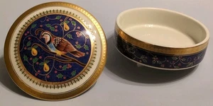 Rare 1999 Mikasa Gold Twelve Days Christmas Partridge Pear Tree 5" Trinket Box - Picture 1 of 8