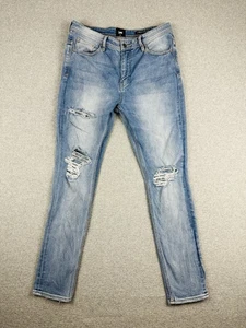 Lee Z-Roller Tapered Skinny Mens Denim Jeans Sz 33 Light Blue Distressed Stretch - Bild 1 von 18