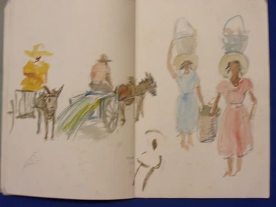 Cuaderno de bocetos de la artista FRANCES KEATING BUELL'S de sus viajes a Barbados y San Cristóbal Foto 1 de 4