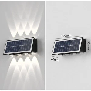 Doppelkopf LED Wand Solar Leuchte 8 LED Garten Terrasse Terrasse Beleuchtung - Bild 1 von 15