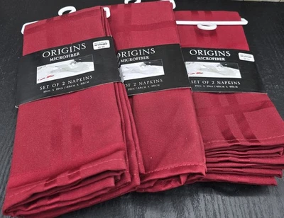 Origins Microfiber Napkins Lot 6  (3 packs Of 3)  19"x 19" Ruby Red  NWT  - Image 1 of 3