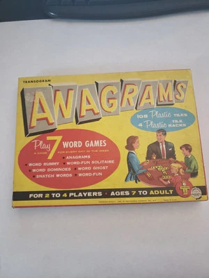Anagrams Word Game by  the Transogram Company  1957 101 Tiles 4 Racks - Image 1 of 4