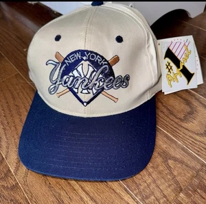 Vintage 90s NWT New York Yankees #1 Apparel SnapBack Hat MLB Baseball Babe Ruth - Picture 1 of 6