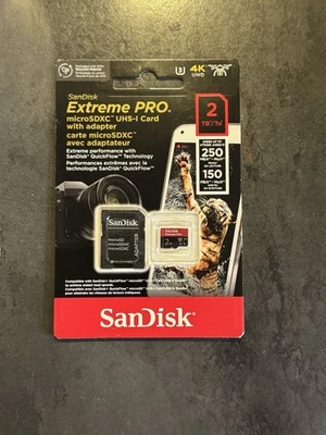 SanDisk Extreme Pro 2TB MicroSD Speicherkarte mit SD-Adapter - Bild 1 von 3