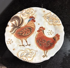 4er Set Pier 1 Imports Speiseteller Gallo Muster Hahn/Huhn 11" Farmcore - Bild 1 von 6
