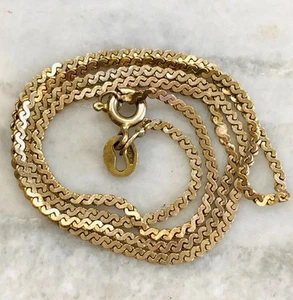 VTG 10K Yellow Gold Serpentine Necklace Choker Chain 1.5mm 2.5gr repaired 14” - Picture 1 of 11