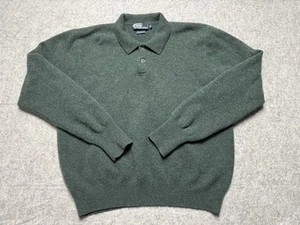 Vintage Polo Ralph Lauren Sweater Mens Extra Large Green Knit Lambs Wool FLAW - Picture 1 of 7