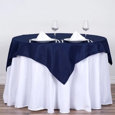 54" Navy Blue SQUARE POLYESTER TABLECLOTH Wedding Party Catering Linens - Image 1 of 4