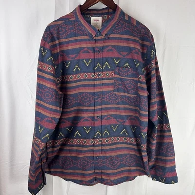 Levis Shirt Mens Extra Large Multicolor Aztec Striped Western Button Up Pocket - Image 1 of 4
