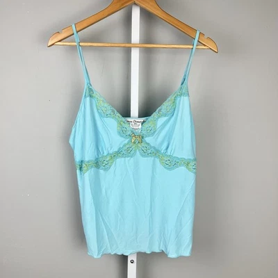 Camisola elástica Linea Donatella Y2K para mujer L Aqua Turquesa encaje ribete Foto 1 de 4