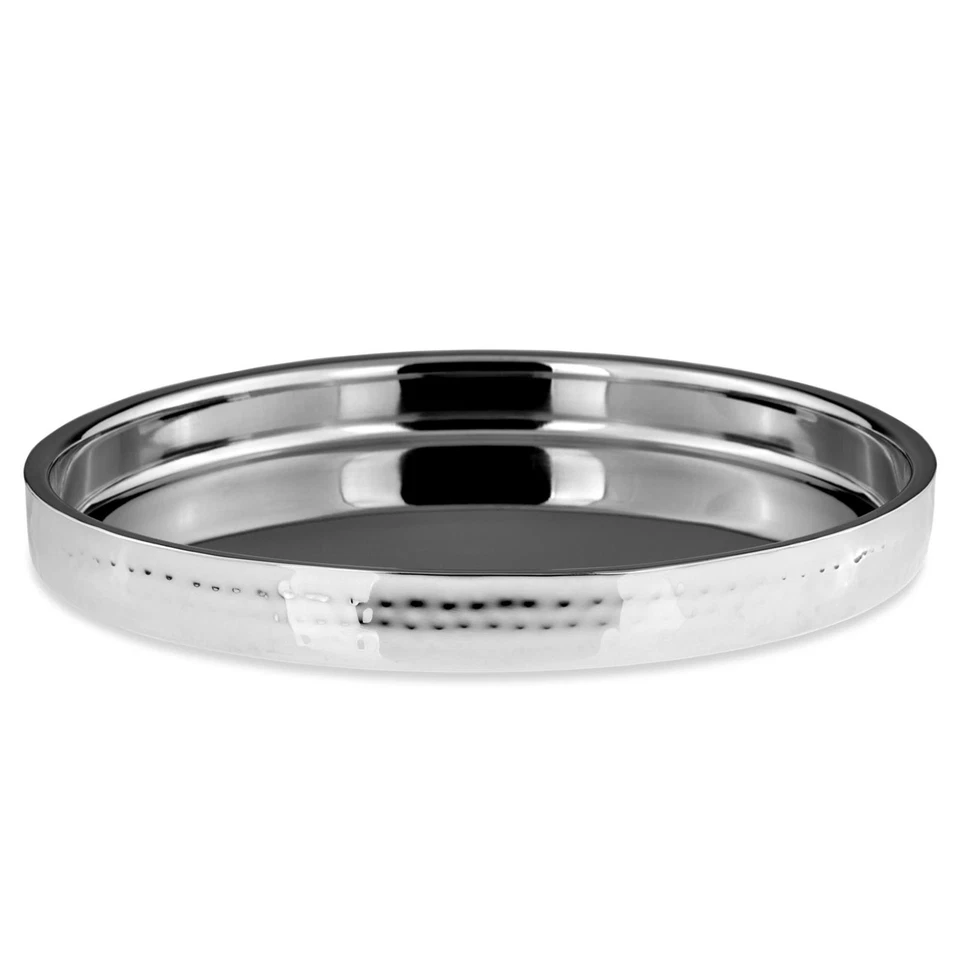 Serviertablett Edelstahl Ø 32 cm Großes rundes Gastro-Tablett 3 cm hoher Rand - Bild 1 von 1