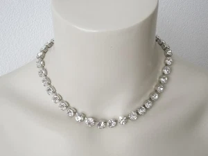 Kette Strass Farblos Collier Silberfarben Vintage Statement 37,9 g/41-45,5 cm - Bild 1 von 4