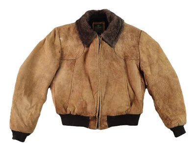 De Colección COOPER US Hombres 42 M Marrón Gamuza Piel de Oveja Chaqueta de Bombardero Piel de Oveja Imitación Foto 1 de 4