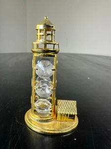 Vintage Millennium Lighthouse 24K Gold Plated w Crystal Nautical Decor Collector - Picture 1 of 8