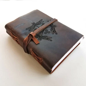 Diario de cuero genuino Celtic Dragonfly, personalización gratuita, papel sin forrar - Imagen 1 de 11