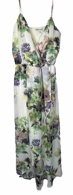 Charlotte Russe 连衣裙绑带 Midi Sundress 花卉透明 XS 浪漫 Coquette — 第 1/4 张图片