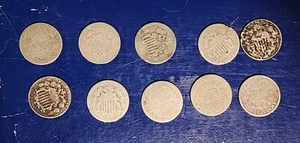 10x 1868-1876 Shield Nickels Coins Worn/Culls *1960s New York Waitress Hoard* - Picture 1 of 9