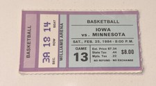 2/25/84 Minnesota Gophers Iowa Hawkeyes NCAA Basketball Ticket Stub