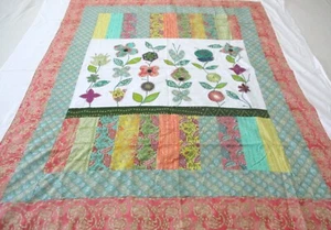 Máquina de coser hecha a mano apliques de algodón y patchwork 46"x 54" acolchado superior - Imagen 1 de 14