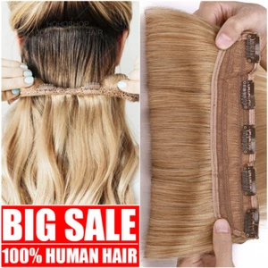 CLEARANCE Clip In Real Remy Human Hair Extensions Full Head Highlight One Piece - Picture 1 of 43