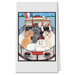 Poodle Le Bateau des Caniches Decorative Cotton Kitchen Dish Towel, Pet Gift - Picture 1 of 1
