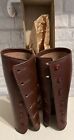 PAIR ANTIQUE LEATHER GAITERS Excellent Condition Boxed 10“ 12 “Circumference