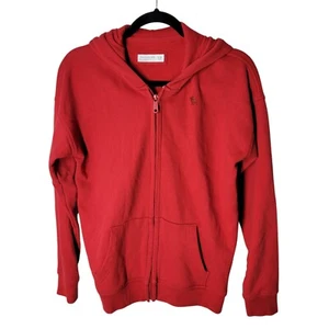 Abercrombie Kids Boys Sz 15/16 Red Solid Long Sleeve Zip Up Hoodie Jacket - Picture 1 of 10