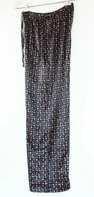 💖 MAIDENFORM Pajama Pants PJs Bottoms Loungers Silky Satin Black Multicolor L - Image 1 of 4