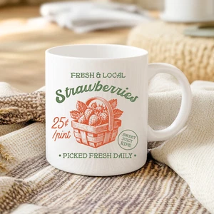 Farmhouse Mug Farm Sign Vintage Strawberry Farmers Market Coffee Tea Cup Gift - Picture 1 of 7
