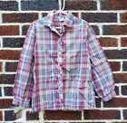 Vintage girl's 7 Rosebud Duds plaid longsleeve button down shirt