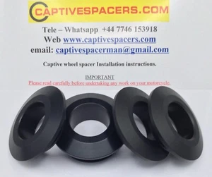 Kawasaki ZX10R 2011 - 2015 BSB Superbike Captive Wheel Spacers. Anodised Black - Picture 1 of 5