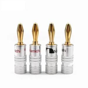 4 pcs 24K Gold plated Speaker Banana Plug DIY Audio Jack Connector - Picture 1 of 8