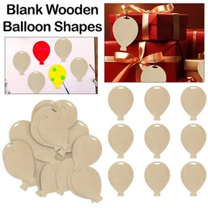 Wooden Balloon Shape Blank Birchwood Craft Tag Plaques Kids Crafting Supplies - Picture 1 of 15