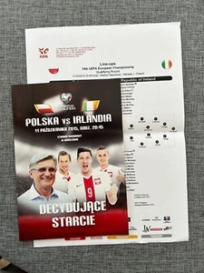 2015 POLAND V IRELAND EIRE EURO 2016 QUALIFIER PLUS TEAMSHEET - Picture 1 of 2