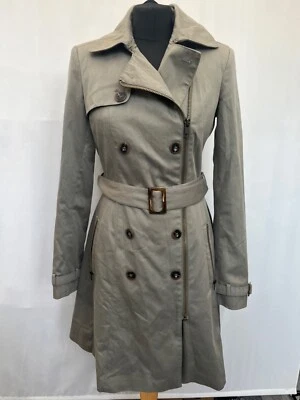 Coat asos tall size 8 khaki green off centre zip up polyester blend womens - Image 1 of 4