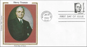 Harry S. Truman President of the United States USA Colorano Silk FDC 1984 - Picture 1 of 1