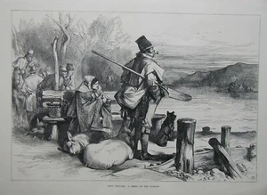 Irish Sketches: A Ferry on the Shannon. 1872 Engraving. - Picture 1 of 1