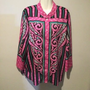 VINTAGE BOB MACKIE 100 % SEIDE MANDARINKRAGEN 3/4 ARM KNOPFLEISTE GRÖSSE XL - Bild 1 von 7