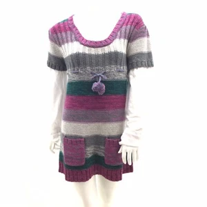 Energie Girls Mock Layered Striped Long Sleeve Tunic Sweater Top Size XL 16 - Picture 1 of 9