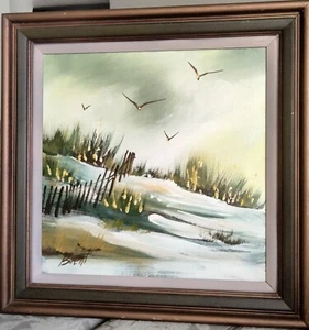 Surf on Shore Painting by Brent, Framed 18 x 18 x 2 - Picture 1 of 3